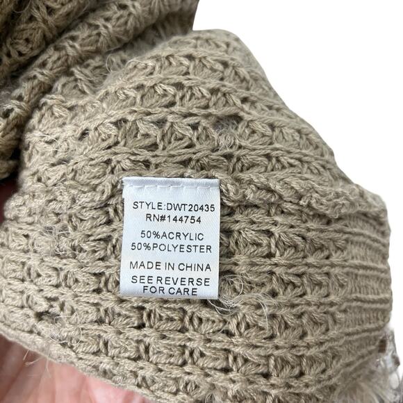 Davi & Dani Sequin Fringe Sweater DWT20435 Small Beige Taupe Textured Boho Glam - Picture 5 of 11